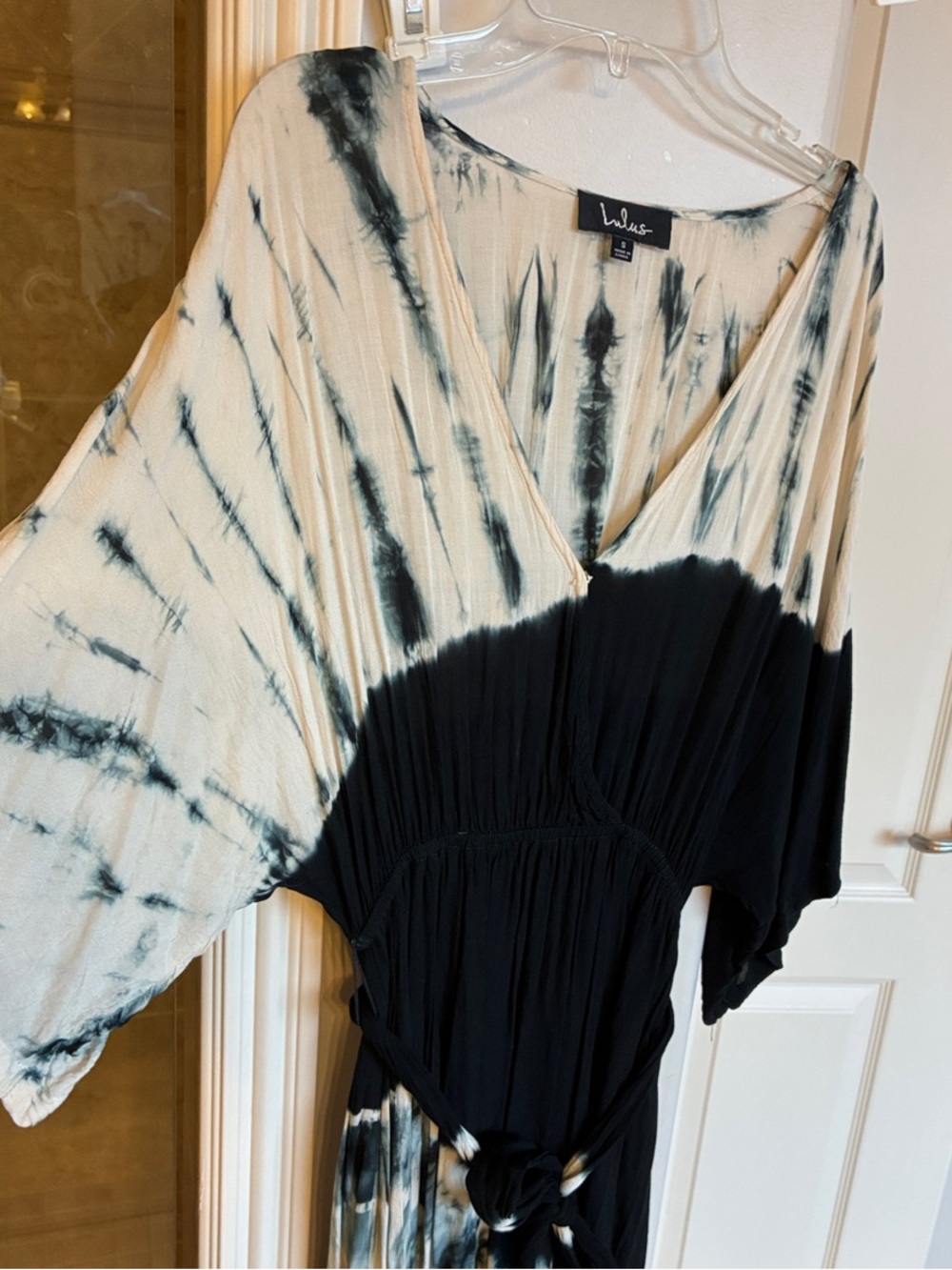 W by Worth Black & Cream Tie-Dye V-Neck Tunic